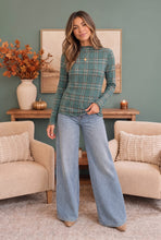 Load image into Gallery viewer, Plaid About You Mock Neck in Hunter Green
