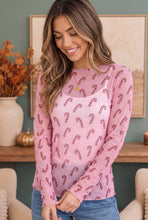Load image into Gallery viewer, Sweet Holiday Vibes Candy Cane Mesh Top
