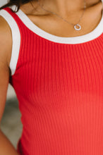 Load image into Gallery viewer, Handled It Contrast Trim Tank in Red
