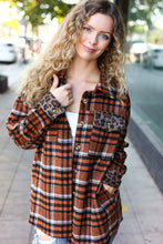 Load image into Gallery viewer, Put Together Rust Plaid &amp; Animal Print Button Down Jacket
