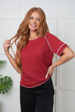 Load image into Gallery viewer, Heartbreaker Waffle Knit Tee in Cranberry
