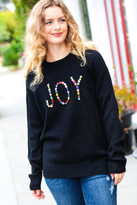 Give Back JOY Jewel Beaded Black Sweater