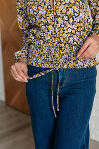 Honey Honey Floral Smocked Blouse in Black