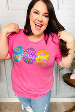 Load image into Gallery viewer, Adorable Sequin Easter Egg Terry Top in Hot Pink
