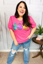 Load image into Gallery viewer, Adorable Sequin Easter Egg Terry Top in Hot Pink
