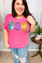 Load image into Gallery viewer, Adorable Sequin Easter Egg Terry Top in Hot Pink
