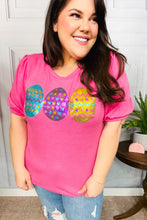 Load image into Gallery viewer, Adorable Sequin Easter Egg Terry Top in Hot Pink
