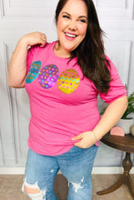 Load image into Gallery viewer, Adorable Sequin Easter Egg Terry Top in Hot Pink
