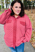 Load image into Gallery viewer, Eyes On You Quilted Knit Button Down Shacket in Marsala
