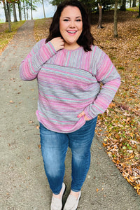 On The Run Multicolor Vintage Textured Knit Top