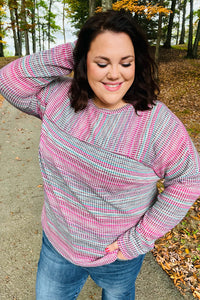 On The Run Multicolor Vintage Textured Knit Top