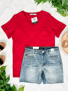 Sophie Pocket Short Sleeve Tee - Red