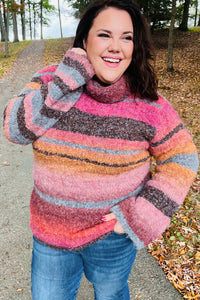 Going My Way Stripe Boucle Turtleneck Sweater