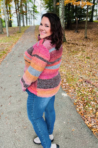 Going My Way Stripe Boucle Turtleneck Sweater