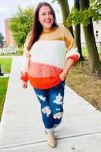 Load image into Gallery viewer, Adorable You Camel &amp; Orange Color Block Sweater
