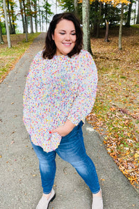 Cozy Season Ivory Popcorn Rounded Hem Shirttail Pullover Sweater