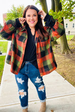 Load image into Gallery viewer, Rock&#39;n Plaid Button Down Oversized Shirt in Olive &amp; Rust
