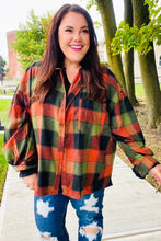 Load image into Gallery viewer, Rock&#39;n Plaid Button Down Oversized Shirt in Olive &amp; Rust
