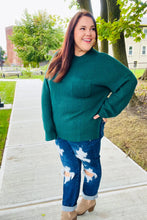 Load image into Gallery viewer, Classy Chic Mock Neck Chest Pocket Knit Sweater in Hunter Green
