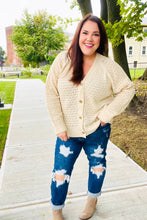 Load image into Gallery viewer, Follow Me Pointelle Knit Button Down Cardigan in Oatmeal
