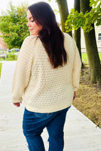 Load image into Gallery viewer, Follow Me Pointelle Knit Button Down Cardigan in Oatmeal
