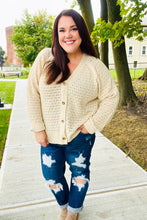 Load image into Gallery viewer, Follow Me Pointelle Knit Button Down Cardigan in Oatmeal
