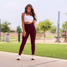 Load image into Gallery viewer, The Molly - MAROON Crossover Full Length Leggings with Pockets  - Luxe Leggings by Julia Rose®
