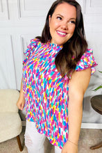 Load image into Gallery viewer, Eyes On You Multicolor Abstract Print Mock Neck Flutter Sleeve Top
