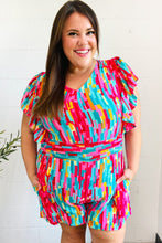 Load image into Gallery viewer, Feeling Bold Fuchsia Abstract Print Smocked Waist Flutter Sleeve Romper
