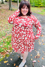 Load image into Gallery viewer, Just Be You Floral Long Sleeve Babydoll Dress in Rust
