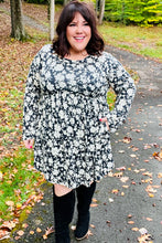 Load image into Gallery viewer, Just Be You Floral Long Sleeve Babydoll Dress in Charcoal Blue
