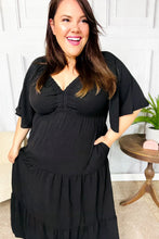 Load image into Gallery viewer, Talk Of The Town Black Elastic V Neck Tiered Maxi Dress
