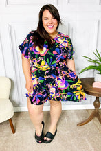 Load image into Gallery viewer, Live For Today Black Floral Surplice Woven Romper

