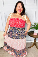 Load image into Gallery viewer, Vacay Vibes Floral Smocked Tube Top Tiered Maxi Dress in Orange
