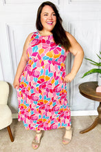 Load image into Gallery viewer, Hello Beautiful Fuchsia Abstract Floral Fit &amp; Flare Maxi Dress
