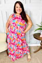 Load image into Gallery viewer, Hello Beautiful Fuchsia Abstract Floral Fit &amp; Flare Maxi Dress
