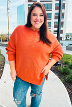 Load image into Gallery viewer, Autumn Vibes Asymmetrical Knit Sweater in Pumpkin
