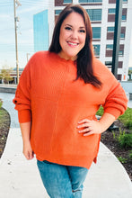 Load image into Gallery viewer, Autumn Vibes Asymmetrical Knit Sweater in Pumpkin
