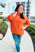 Load image into Gallery viewer, Autumn Vibes Asymmetrical Knit Sweater in Pumpkin
