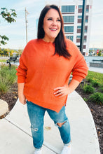 Load image into Gallery viewer, Autumn Vibes Asymmetrical Knit Sweater in Pumpkin
