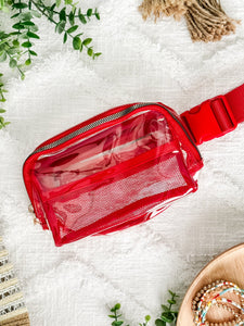 Clear Crossbody Bag in Red