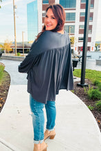 Load image into Gallery viewer, Casual Chic V Neck Yoke Modal Knit Top in Charcoal
