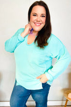 Load image into Gallery viewer, Eyes On You Mineral Wash Rib Notch Neck Pocket Top in Seafoam
