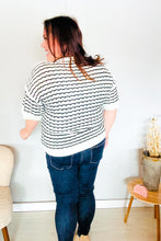 Load image into Gallery viewer, You&#39;ve Got This Ivory &amp; Black Wavy Stripe Pattern Sweater Top
