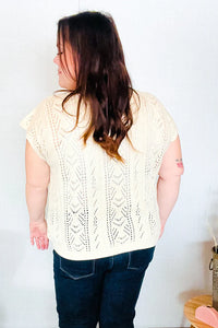 The Perfect Find Dolman Short Sleeve Crochet Sweater Top in Beige