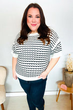 Load image into Gallery viewer, You&#39;ve Got This Ivory &amp; Black Wavy Stripe Pattern Sweater Top
