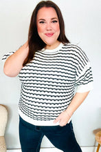 Load image into Gallery viewer, You&#39;ve Got This Ivory &amp; Black Wavy Stripe Pattern Sweater Top
