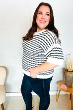 Load image into Gallery viewer, You&#39;ve Got This Ivory &amp; Black Wavy Stripe Pattern Sweater Top
