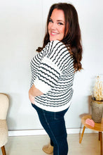 Load image into Gallery viewer, You&#39;ve Got This Ivory &amp; Black Wavy Stripe Pattern Sweater Top
