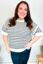 Load image into Gallery viewer, You&#39;ve Got This Ivory &amp; Black Wavy Stripe Pattern Sweater Top
